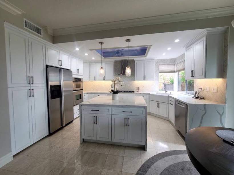 White kitchen with island